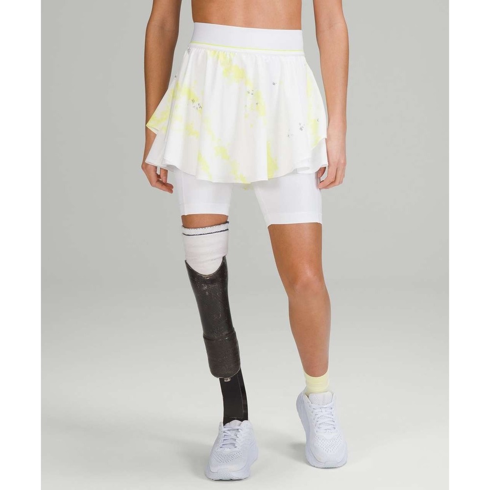 Lululemon Court Rival High-Rise Skirt Extended Liner Lemon Multi/White Size 2 - Picture 2 of 10